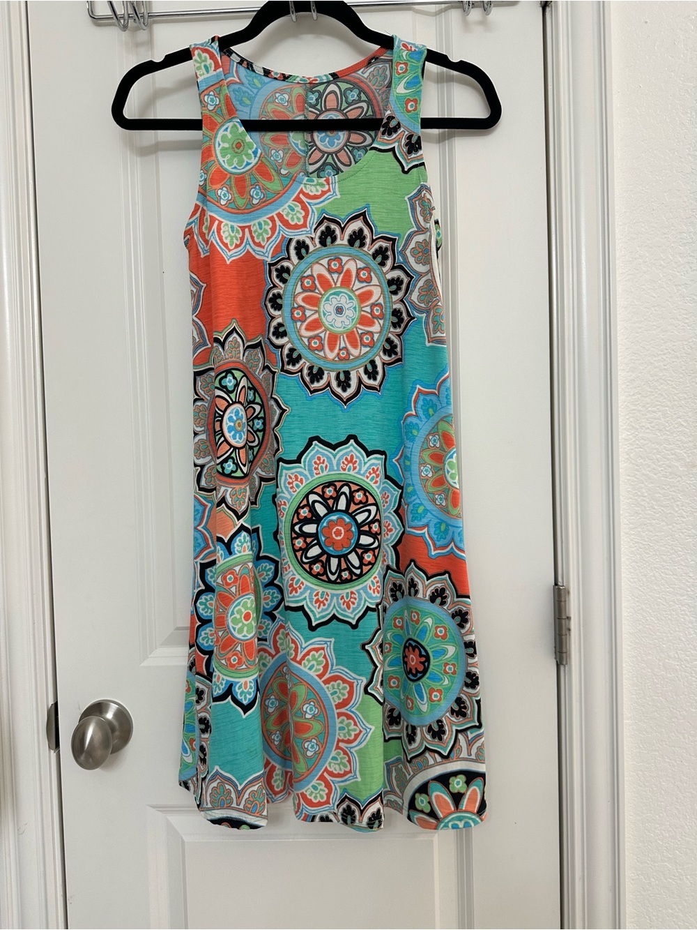 Sleeveless Multicolor Medallion Print Mini Dress